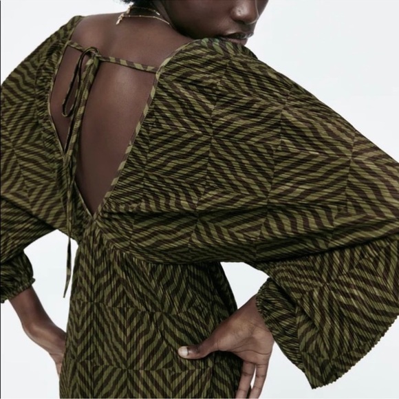Zara Printed Pleated Dress - Picture 4 of 11